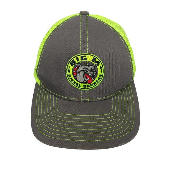 Outdoor Cap Big M Diesel Express Mesh Strapback Cap Trucker Hat Neon Green Gray - Picture 1 of 10